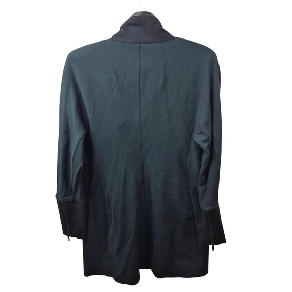 Cabi Jacket Womens S Green Asymmetrical Full Zip Faux Leather Shoulder Pads - Picture 2 of 8